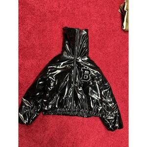 Helium jacket Unisex vinyl glossy puffer jacket faux sherpa neck XXL